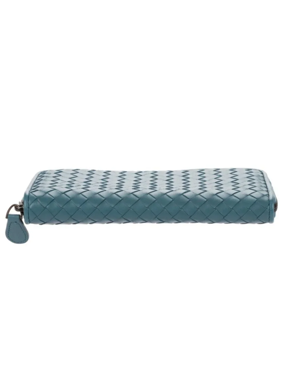 Bottega Venetaclassic Continental Wallet Blue Intrecciato Leather